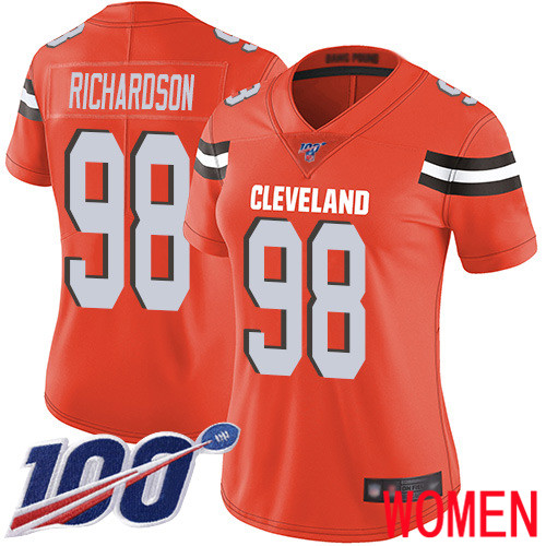 Cleveland Browns Sheldon Richardson Women Orange Limited Jersey 98 NFL Football Alternate 100th Season Vapor Untouchable